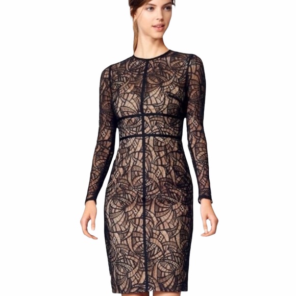 ML MONIQUE LHUILLIER Black Overtones Sheath Dress - Size 4 - Picture 1 of 14